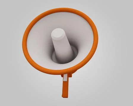 Megaphone Speaker 3d render Abstract design element Minimalist concept Illustrazione stock