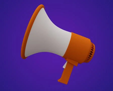 Megaphone Speaker 3d render Abstract design element Minimalist concept Illustrazione stock