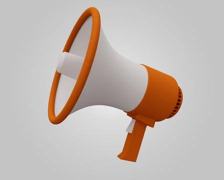 Megaphone Speaker 3d render Abstract design element Minimalist concept Stock Illustration