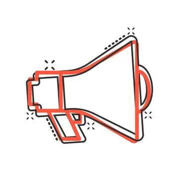 Megaphone speaker icon in comic style. Bullhorn cartoon sign vector illustrat Stock Illustration