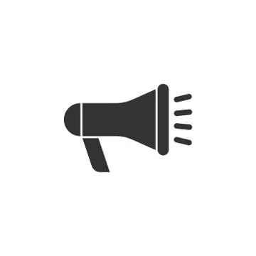 Megaphone speaker icon in flat style. Bullhorn audio announcement vector illu Stock Illustration