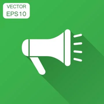 Megaphone speaker icon in flat style. Bullhorn audio announcement vector illu Stock Illustration