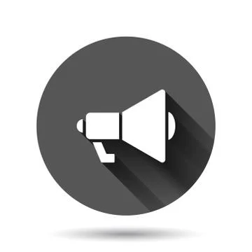 Megaphone speaker icon in flat style. Bullhorn sign vector illustration on bl Stock Illustration