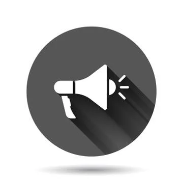 Megaphone speaker icon in flat style. Bullhorn sign vector illustration on bl Stock Illustration