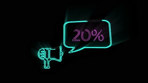 Megaphone with speech bubble 20 percent off 3d letters rotate on white Vídeos de archivo 153825155