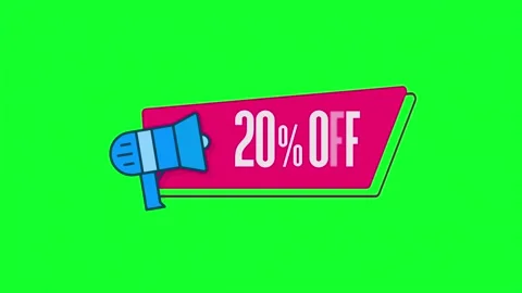 Megaphone with speech bubble 20 percent off 3d letters rotate on white Stock Footage 153857245