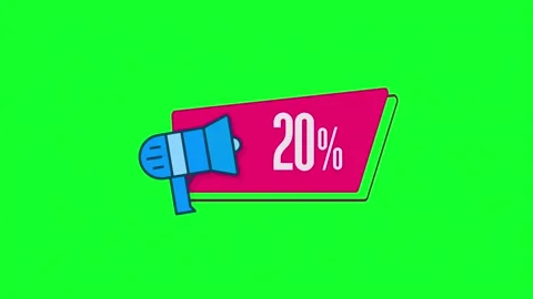 Megaphone with speech bubble 20 percent off 3d letters rotate on white Stock Footage 153857400