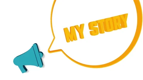 Megaphone with speech bubble in 3d style on white background. My story text Stock Footage 165785194