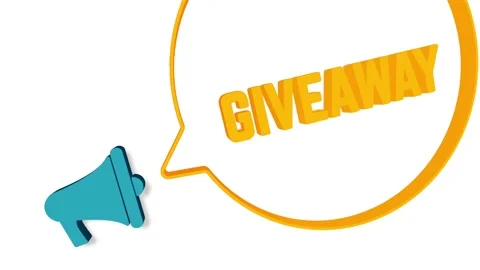 Megaphone with speech bubble in 3d style on white background. Giveaway text Stock Footage 165785246