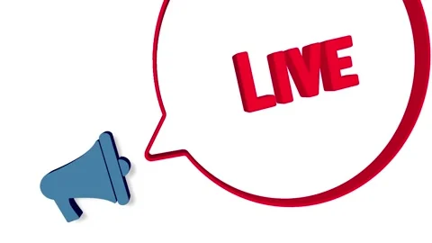 Megaphone with speech bubble in 3d style on white background. Live text Stock Footage 165785343