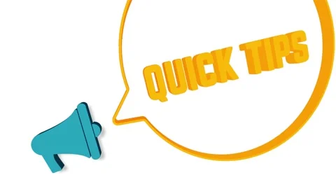 Megaphone with speech bubble in 3d style on white background. Quick tips text Stock Footage 165785387
