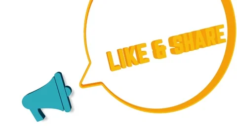 Megaphone with speech bubble in 3d style on white background. Like Share text Stock Footage 165785414