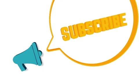 Megaphone with speech bubble in 3d style on white background. Subscribe text Video stock 165785475