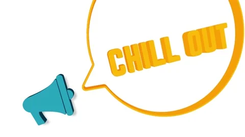 Megaphone with speech bubble in 3d style on white background. Chill out text Stock Footage 165785612