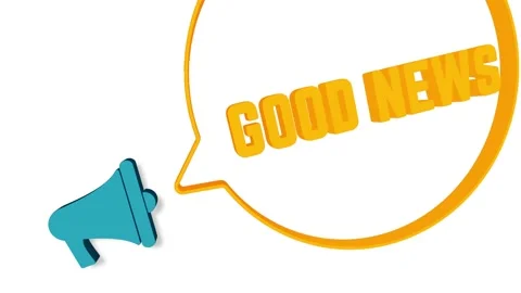 Megaphone with speech bubble in 3d style on white background. Good news text Stock Footage 165785846