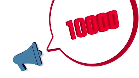 Megaphone with speech bubble in 3d style on white background. Number 10K. 10000 Stock-Footage 165785944