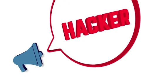 Megaphone with speech bubble in 3d style on white background. Hacker text Stock Footage 165785992
