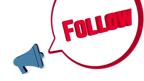 Megaphone with speech bubble in 3d style on white background. Follow text Stockbeeldmateriaal 165786067