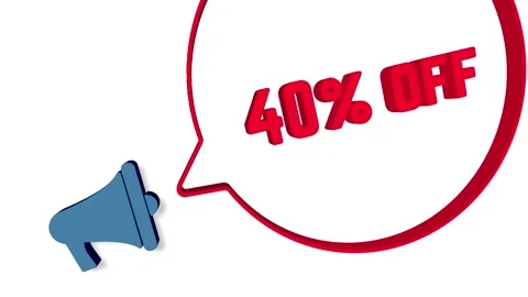 Megaphone with speech bubble in 3d style on white background. 40 percent off Stock Footage 165786322