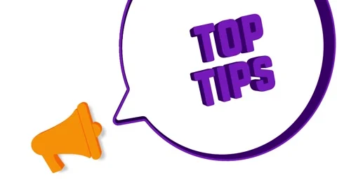 Megaphone with speech bubble in 3d style on white background. Top tips text Stock Footage 165786404