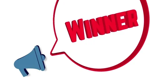 Megaphone with speech bubble in 3d style on white background. Winner text Stock Footage 165786677