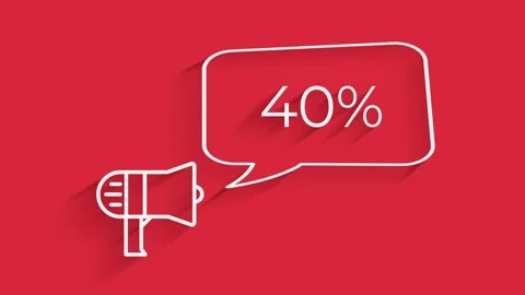 Megaphone with speech bubble 40 percent off 3d letters rotate on white Vídeo Stock 153813821