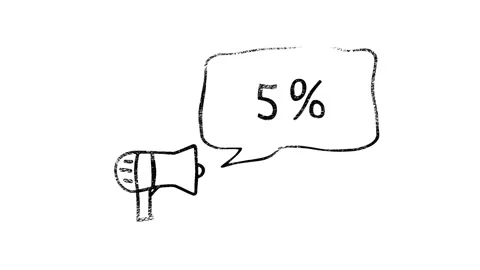 Megaphone with speech bubble 5 percent off 3d letters rotate on white background Vídeos de archivo 153836814