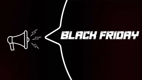 Megaphone with speech bubble and the Black Friday text on old tv glitch Stock Footage 165791050