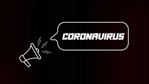 Megaphone with speech bubble and the Coronavirus text on old tv glitch Stockbeeldmateriaal 165790924