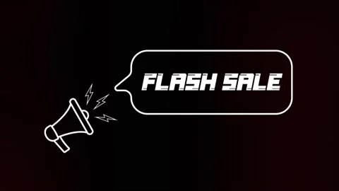 Megaphone with speech bubble and the Flash sale text on old tv glitch Stock Footage 165790200