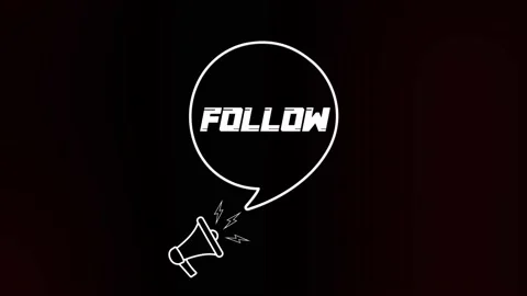 Megaphone with speech bubble and follow text on old tv glitch interference Video stock 165789008