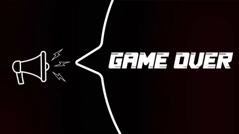 Megaphone with speech bubble and the Game over text on old tv glitch Video stock 165791253