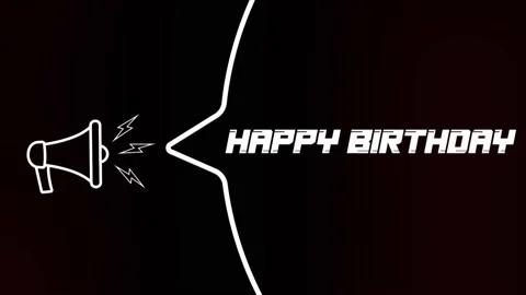 Megaphone with speech bubble and the Happy Birthday text on old tv glitch Stock Footage 165790694