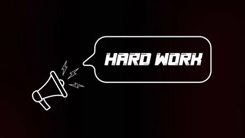 Megaphone with speech bubble and the Hard work text on old tv glitch Stock Footage 165790291
