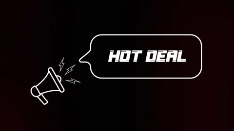 Megaphone with speech bubble and the Hot deal text on old tv glitch interference Stock Footage 165789611