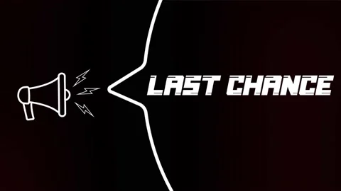 Megaphone with speech bubble and the Last chance text on old tv glitch Stock Footage 165789640