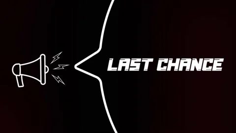 Megaphone with speech bubble and the Last chance text on old tv glitch Stock Footage 165790373