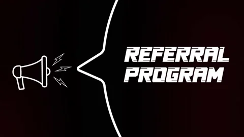 Megaphone with speech bubble and Referral program text on old tv glitch Stock Footage 165791104