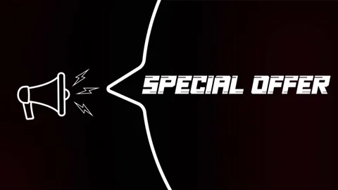 Megaphone with speech bubble and the Special offer text on old tv glitch Stock Footage 165790439