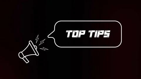 Megaphone with speech bubble and the top tips text on old tv glitch interference Stock Footage 165790754