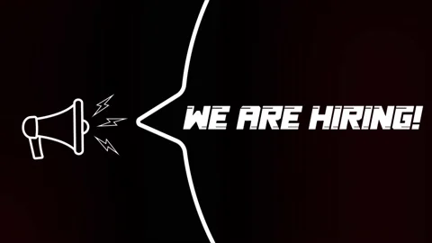 Megaphone with speech bubble and We are hiring text on old tv glitch Video stock 165790907