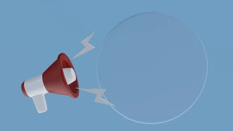 Megaphone with speech bubble on blue background with copy space. 3d video Vídeo Stock 160752146