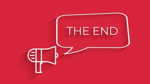 Megaphone with speech bubble The end neon text with light glowing effect Stock Footage 153813745