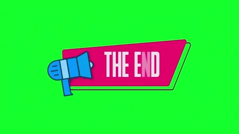 Megaphone with speech bubble The end neon text with light glowing effect Stock Footage 153858423