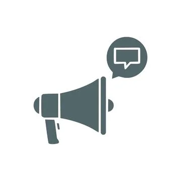 Megaphone with speech bubble icon. A simple icon of a megaphone with a spee.. Stock Illustration
