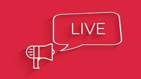 Megaphone with speech bubble LIVE Intro Title Video Template for TV, Online Stockbeeldmateriaal 153812976
