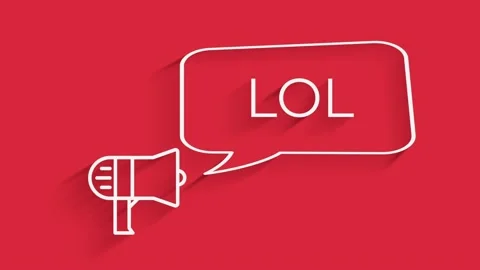 Megaphone with speech bubble Lol - expression word text on a white background Stock Footage 153812434