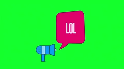 Megaphone with speech bubble Lol - expression word text on a white background Stockbeeldmateriaal 153848461
