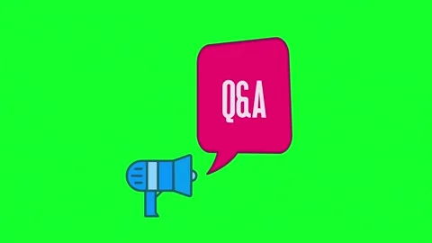 Megaphone with speech bubble Q A title animation. Advertising text intro outro Stock Footage 153849641