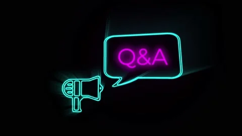 Megaphone with speech bubble Q A title animation. Advertising text intro outro Stockbeeldmateriaal 153852831
